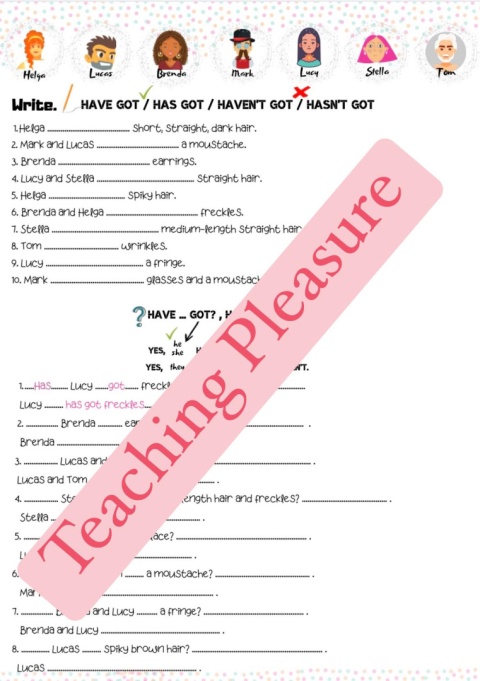 APPEARANCE - have got/ has got , TO BE, possessive adjectives, Saxon's agenitive PACK