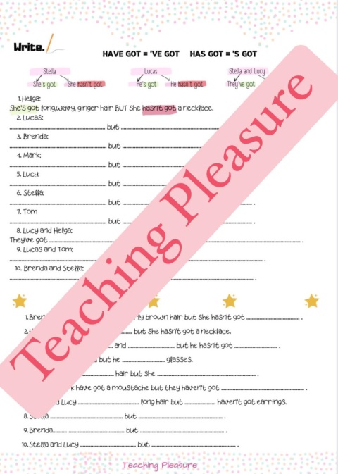 APPEARANCE - have got/ has got , TO BE, possessive adjectives, Saxon's agenitive PACK