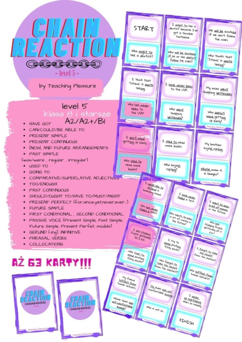 Gra językowa CHAIN REACTION (pakiet levels 1-5)