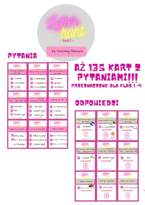 Gra językowa LETTER HUNT level 1