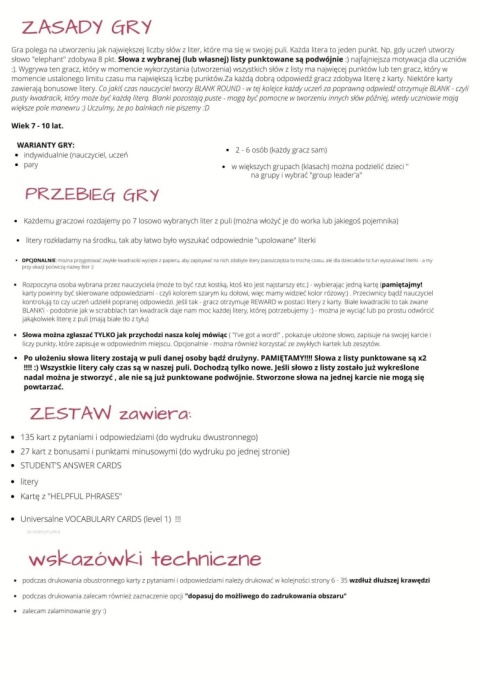 Gra językowa LETTER HUNT level 1